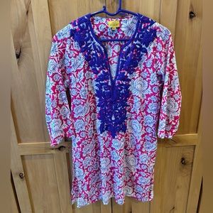 Classic Roberta Roller Rabbit Embroidered Kurta - Pink and Blue